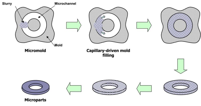 Steps in a ceramic particulate micromolding process